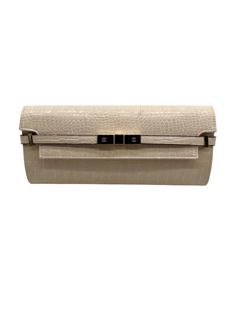 Catherine Malandrino Cream Croc-Embossed Crossbody Bag